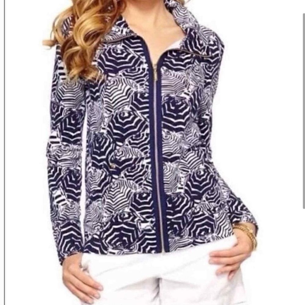 Lilly Pulitzer Leona Full Zip Jacket Top Oh Cabana Boy